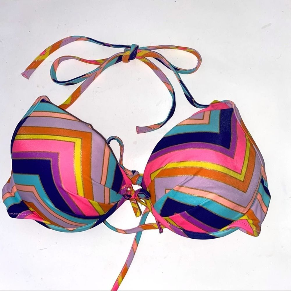Victoria’s Secret Stripe Swimsuit Bikini Top Size 34B !